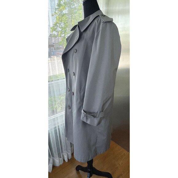 Vintage 90s London Fog wool lined trench coat, grey, lined, gender neutral - Picture 4 of 10
